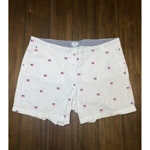 Crown & Ivy Chino‎ Caroline Shorts Womens 22W (41x7) White USA Flag Pockets EUC